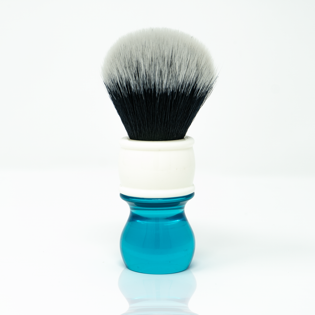 R1818 Yaqi Tuxedo Synthetic Shaving Brush, Aqua Handle
